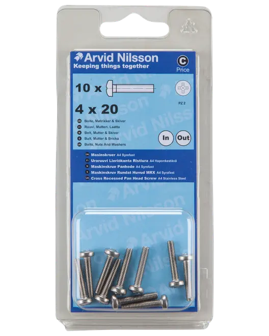 MASKINSKRUV A4 PH M4X20 10 ST