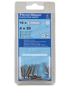 Arvid Nilsson Maskinskrue A4 PH M4 x 20 mm 10-pak