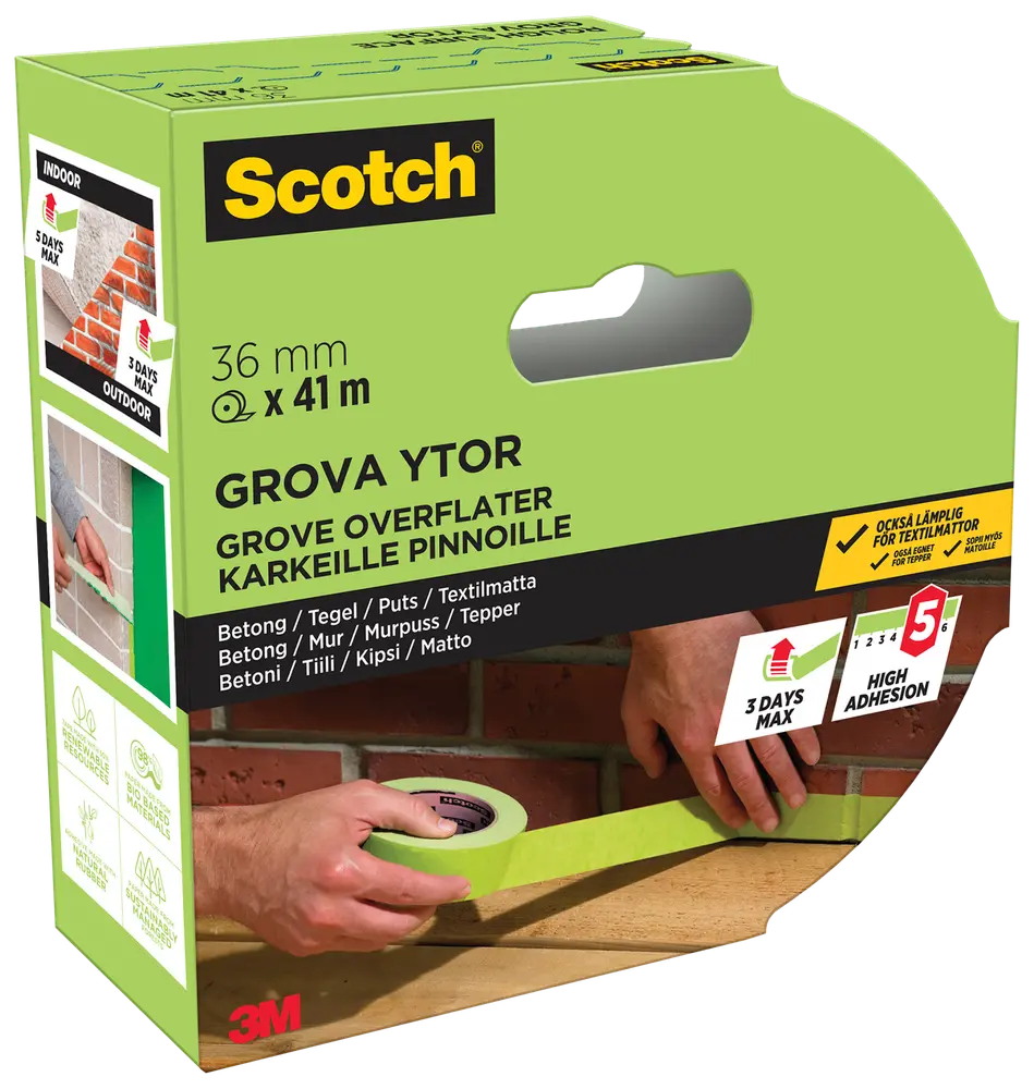 Scotch® Maskeringstejp för grova ytor 41 meter – 36 mm
