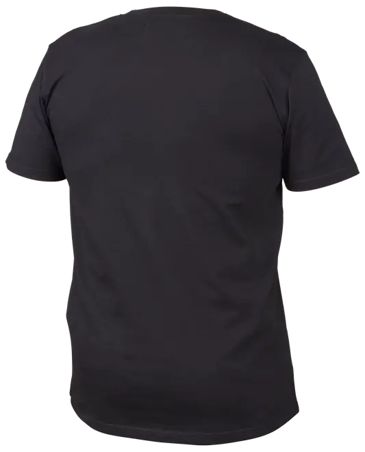 Sort, ensfarvet t-shirt med korte ærmer og rund hals. Almindelig pasform, bagsiden er uden logo, mønster eller design. Enkel og alsidig til hverdagsbrug.
