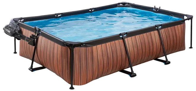 EXIT TOYS Pool 300x200 cm med pumpe og skærm - brun