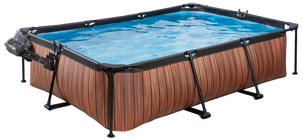 EXIT TOYS Pool 300x200 cm med pumpe og skærm - brun