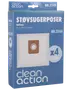 Pakke med Clean Action støvsugerposer til Nilfisk, model NR.2245, indeholder 4 poser og 1 filter. Hvide poser med brun papmontering, passer til udvalgte Nilfisk-modeller.