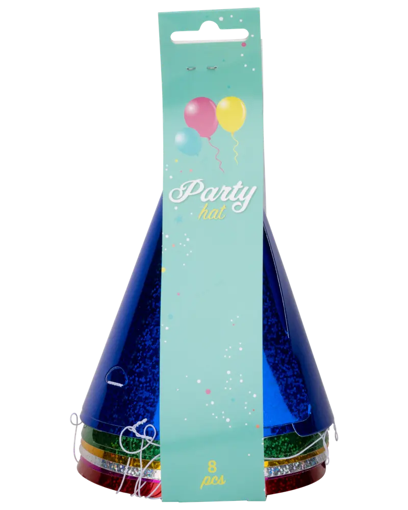 Nyårshattar holografiska 8-pack