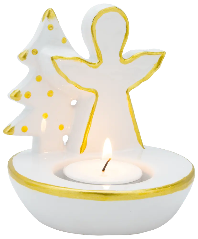 Ljusstake med ängel och julgran