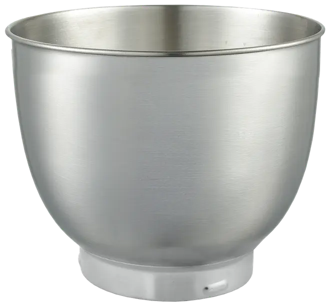 Rostfri blandarskål med borstad yta, rundade sidor och platt botten. Passar till köksmaskiner, perfekt för att blanda, vispa och knåda ingredienser.