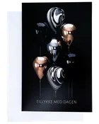 Kort med kuvert 11 x 17 cm - balloner i sort