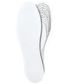 Vita skuminläggssulor med tryckta storlekslinjer för enkel tillskärning. Passar flera skostorlekar och ger extra komfort i dina skor.