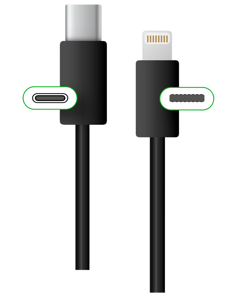 USB-C til Lightning 0,5 meter - sort