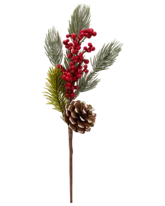 Dekorativ gren m. bär 25 cm