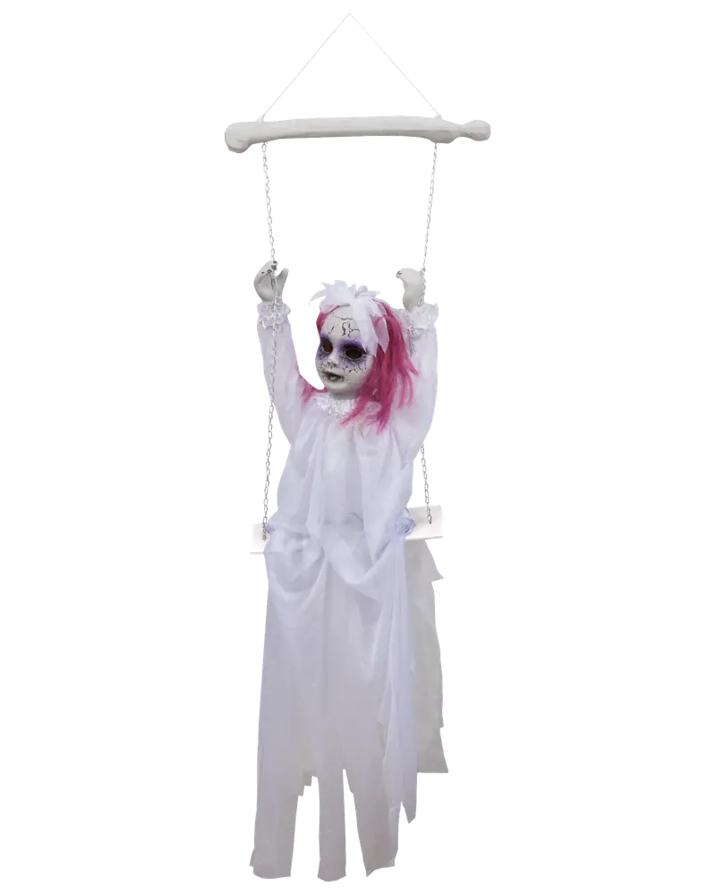 Halloween Brud på gunga med rörelse, ljud och rött ljus.