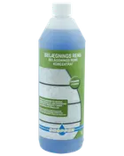 En-liters flaske Droppen belægningsrens koncentrat til udendørs brug, med blå væske og grøn etiket, fjerner mos, alger og snavs fra hårde overflader.