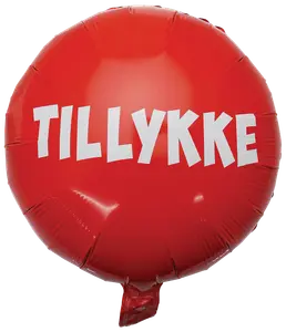 Folieballon Ø45 cm - TILLYKKE rød