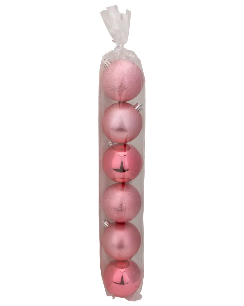 Julgranskulor Ø7 cm 6-pack - Rosa