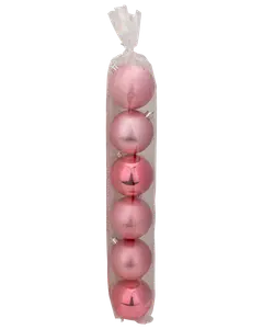 Julgranskulor Ø7 cm 6-pack - Rosa