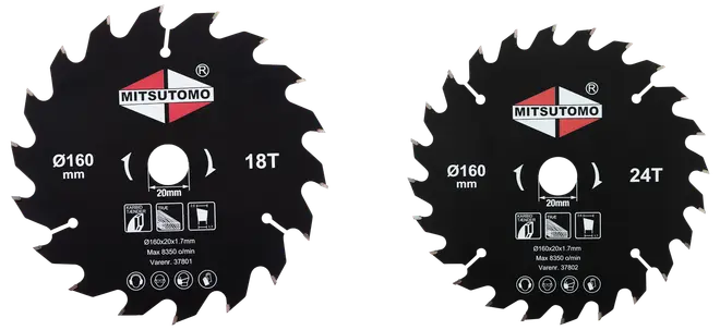 Mitsutomo Rundsavsklinge Sæt Ø160 x 20 mm 18+24T