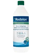 Rodalon Udendørs rengøringsmiddel, 1-liters flaske med grøn låg. Effektiv mod snavs og belægninger, til udendørs overflader som murværk, træværk, tag og havemøbler. Uden blegemiddel.