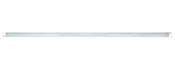 Slank hvid lineær LED-lysliste med sølvfarvede endestykker og lang frostet diffuser.