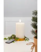 LED-blockljus 3D-flamma fjärrkontroll - H. 12,5 cm