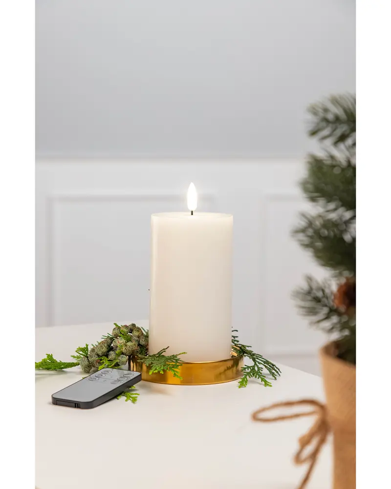 LED-blockljus 3D-flamma fjärrkontroll - H. 12,5 cm