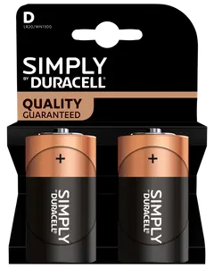 DURACELL Simply Batteri D 2-pak