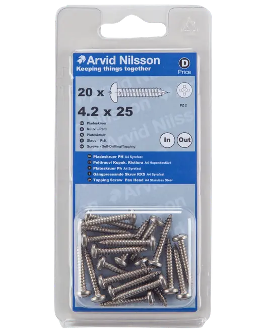 Arvid Nilsson Pladeskrue A4 4,2 x 25 mm 20-pak