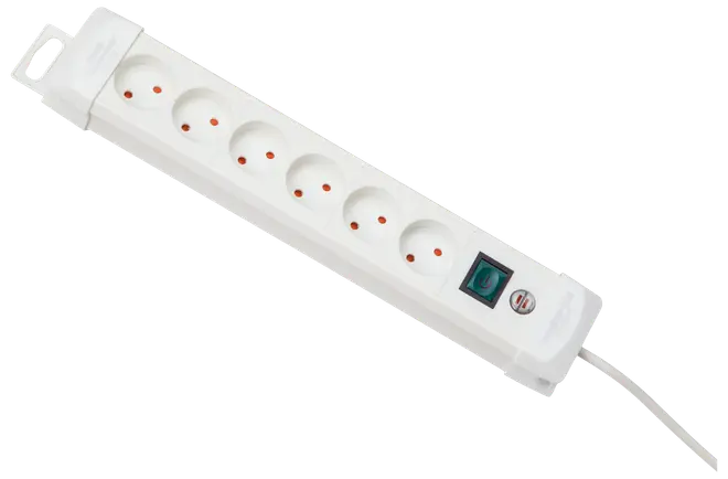 Stikdåse 6 udtag - hvid