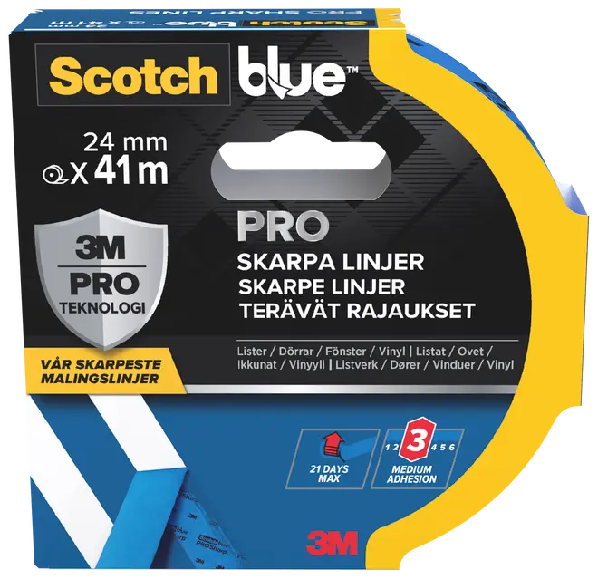 ScotchBlue™ PRO Afdækningstape 24 mm x 41 meter 