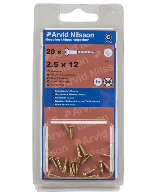 TRÄSKRUV MÄSSING 2,5X12 20 ST