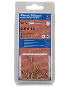 Arvid Nilsson Træskrue messing 2,5 x 12 mm 20-pak