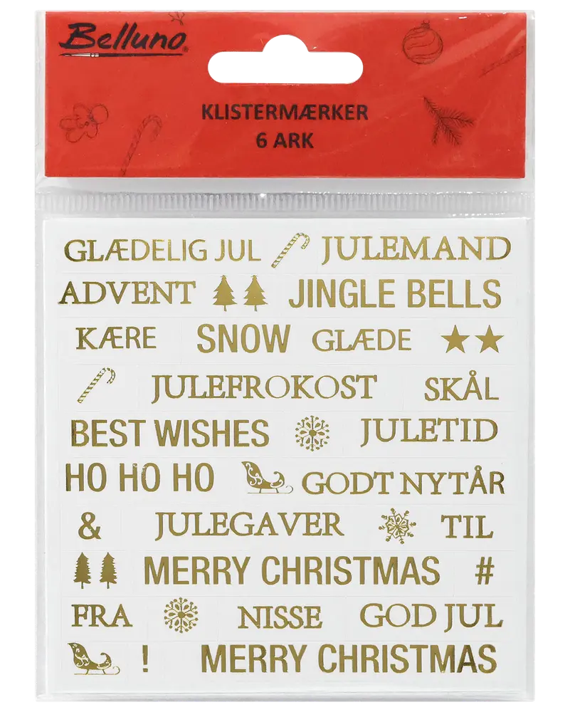 Klistermærker juletekst 6 ark