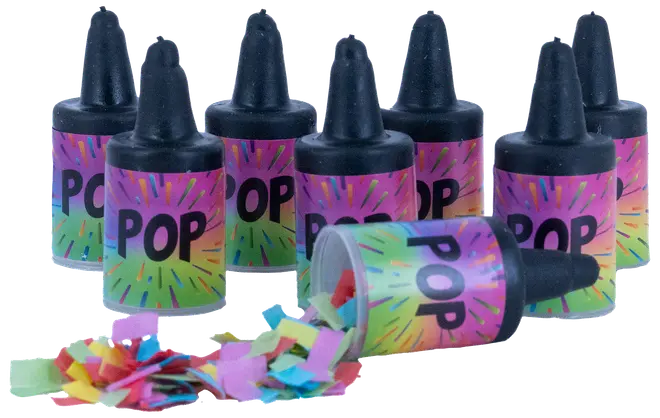 Konfetti pop multifarvet 8 stk