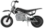Elektrisk crossmotorcykel med sort og sølv stel, grove dæk, nummer 5 mærkat og MX350 logo. Polstret sæde, kædetræk og robust design til offroad-kørsel.