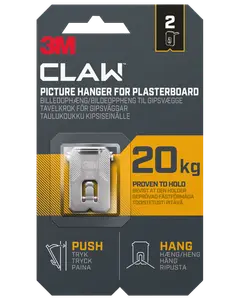 3M™ CLAW™ Tavelkrok för gipsväggar – 20 kg, 2-pack