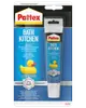 Pattex Bath Kitchen silikonefugemasse, hvid, skimmelresistent, slidstærk, egnet til badeværelse og køkken. Leveres i tube med nem påføring. Premium teknologi til fugning.