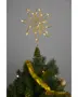 Guldtrådsstjerne til juletræstop med indbyggede varme hvide LED-lys, spiralbase for nem montering, moderne geometrisk design, ideel til at pynte juletræet festligt.