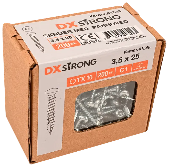 Träskruv kullrig 3,5 x 25 mm TX15 200 st.