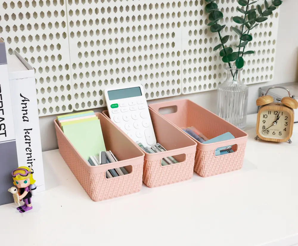 Förvaringskorg plast 24x10 rosa 