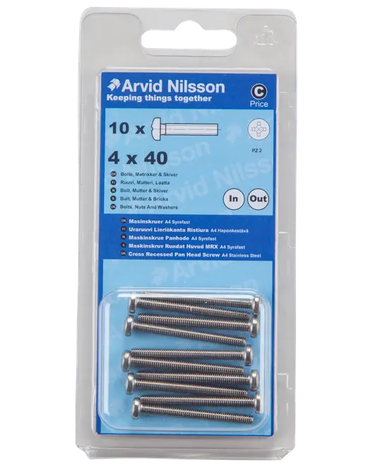 MASKINSKRUV A4 PH M4X40 10 ST