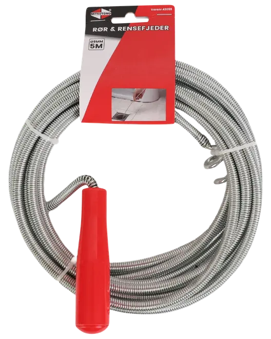 Rør og rensefjeder Ø9 mm 5 meter