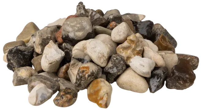 En bun blandede naturlige flintesten i forskellige størrelser og farver, med glatte og ru overflader. Velegnet til haveanlæg, dekoration eller hobbyprojekter. Sælges efter vægt eller antal.