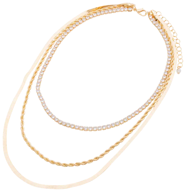 Halskæde 3-i-1 - guld