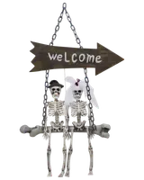 Halloween Skelett brudpar på gunga H. 72 cm