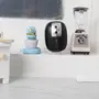 Sæt med tre miniature køkkenapparater: blå røremaskine, sort airfryer og beige blender med klar beholder. Realistiske detaljer, ideel til dukkehus eller udstilling. Malede materialer.