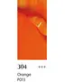 Lys orange farveprøve mærket 304 med blanke marmorerede detaljer og kode P013.