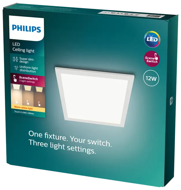 PHILIPS Loftlampe panel Scene 30x30cm 12W - hvid