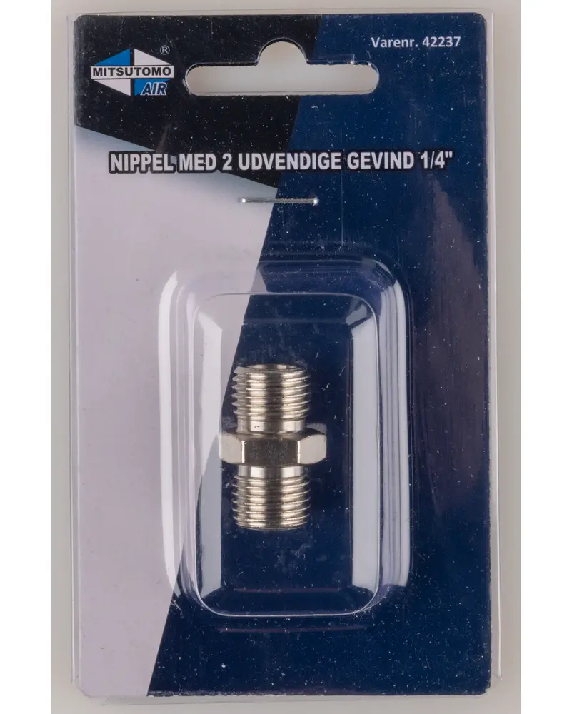 Skarv nippel med 2 utvändiga gängor 1/4"