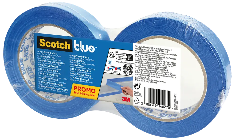 ScotchBlue™ Afdækningstape - 24 mm x 41 meter - 2 ruller