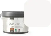 2,5 liters spand Sagacolor Sagasense vægmaling, halvmat finish, meget lys offwhite farve. Med miljømærker og gråt låg med bærehåndtag.
