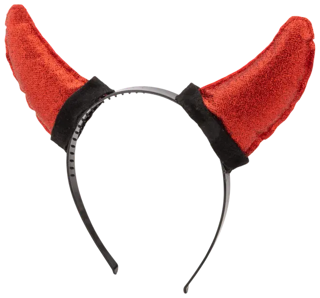 Svart plastdiadem med två mjuka, röda djävulshorn i plysch. Hornen har sammetsliknande yta. Perfekt för maskerader, fester eller Halloween. En storlek passar de flesta.